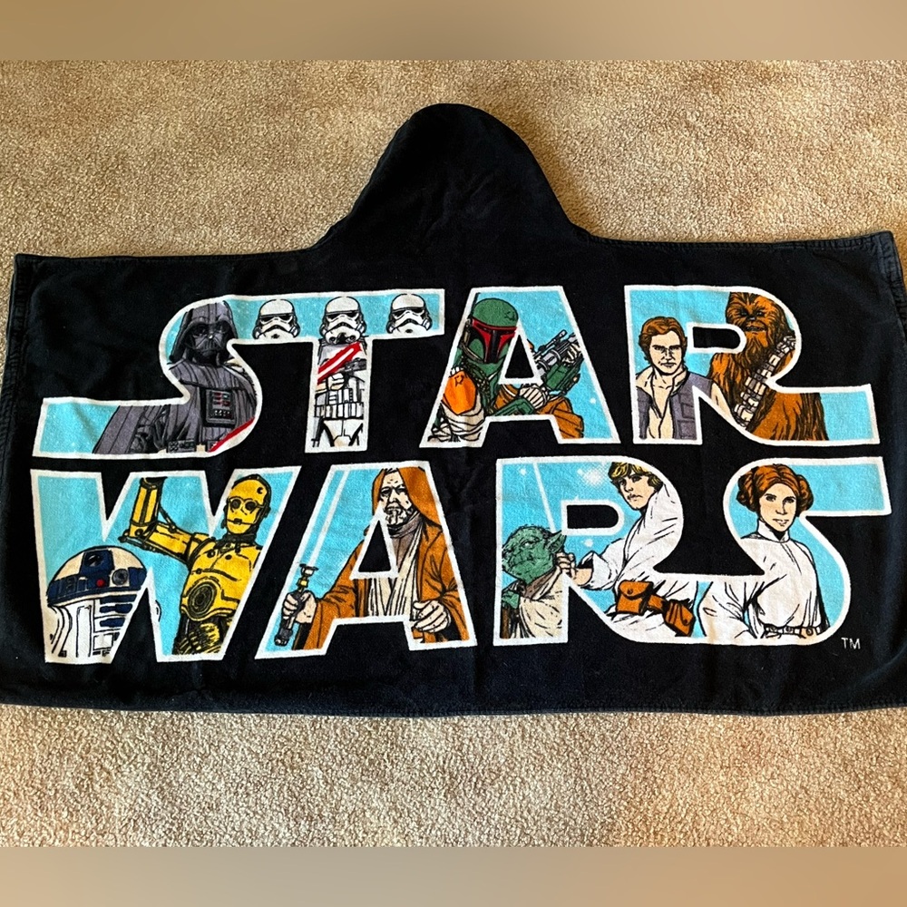 Disney Star Wars The Big One Kids Hooded Bath Wrap Towel 46” x 25”